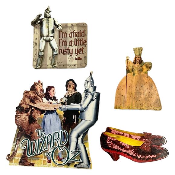 Four Wizard of Oz Vinyl Magnets Tinman Glinda Ruby Slippers Dorothy Wicked - Picture 2 of 9